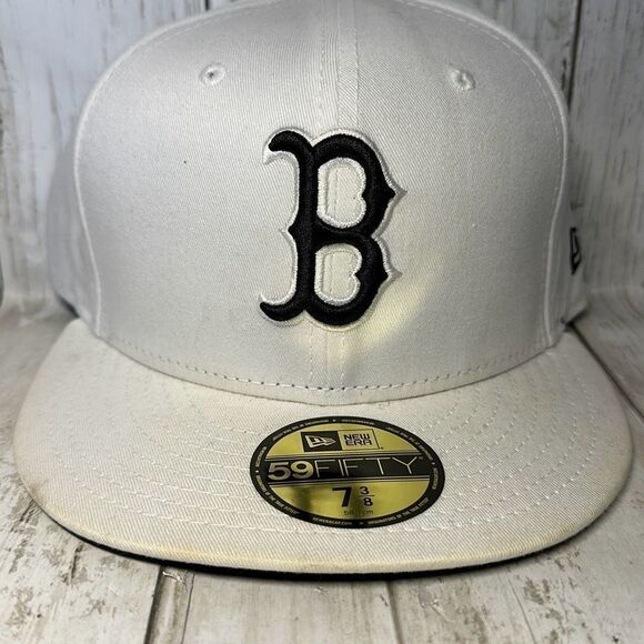 Boston Red Sox Lids New Era 59Fifty Black White Size 7-3/8 100% Cotton - Picture 1 of 10